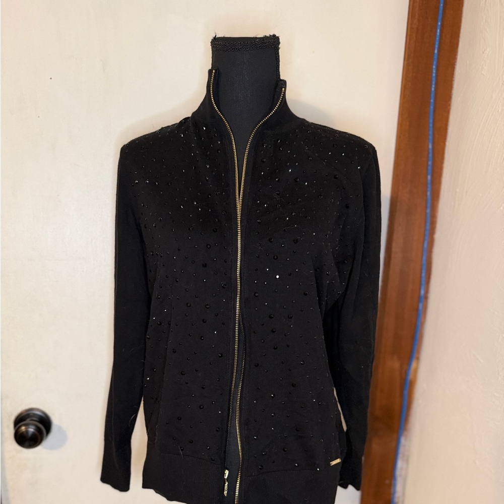 Anne Klein Black Cardigan with Gold Accents